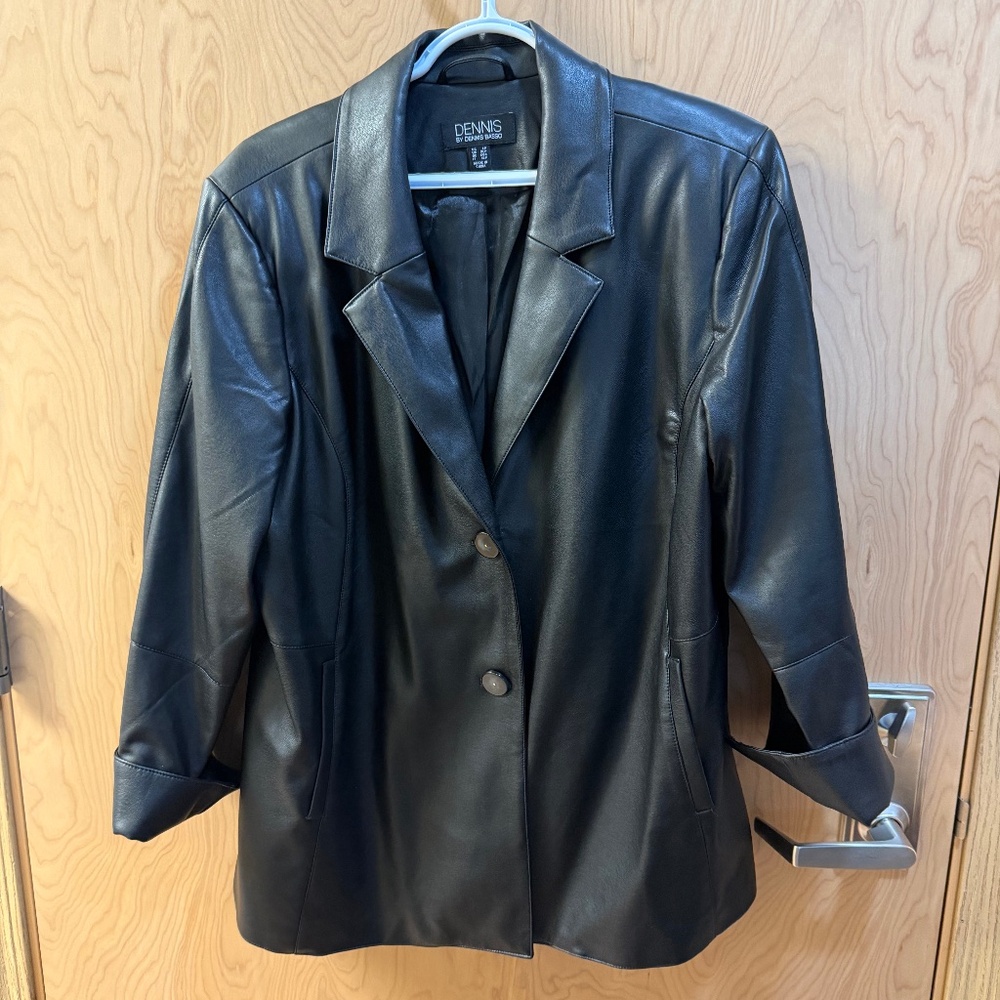 Faux black leather blazer